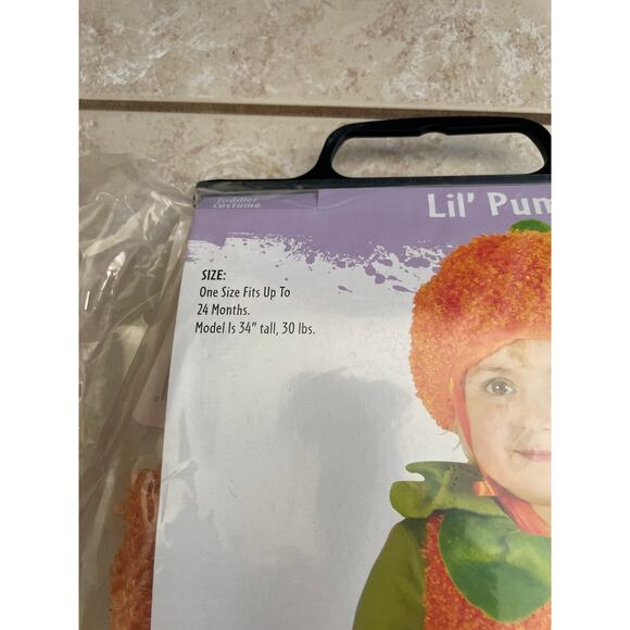 TODDLERS PUMPKIN CUTIE PIE VEST HAT & BOOTIES COSTUME UP TO 24 MOS NEW - Picture 3 of 4